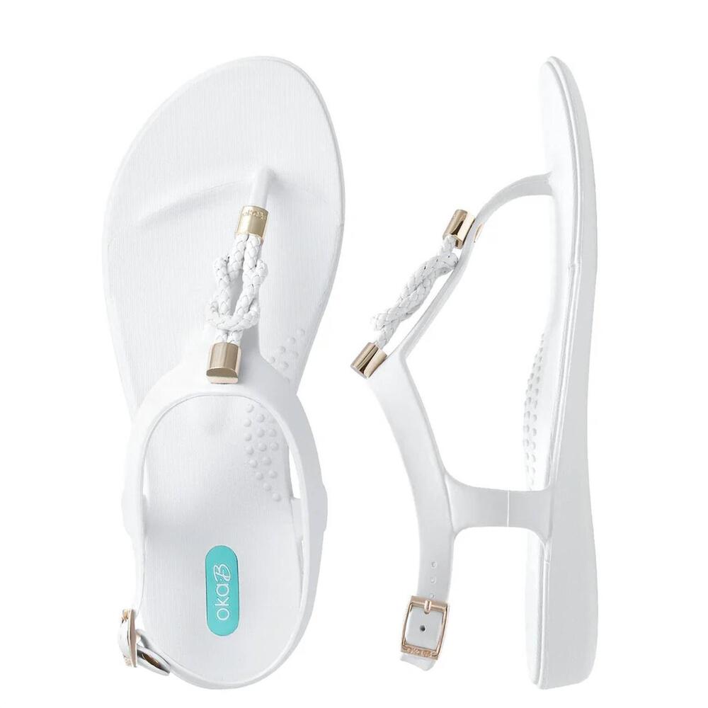 NEW OKA-B women's neptune t-strap sandals in salt